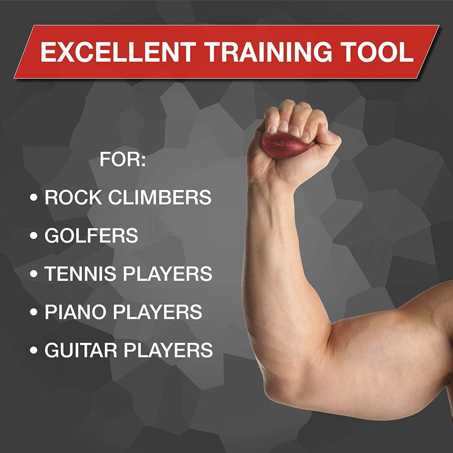 THERABAND Hand Exerciser, Ball For Hand, Wrist, Finger, Forearm, Grip Strengthening & Therapy, Squeeze Ball to Increase Hand Flexibility & Relieve Joint Pain, Red, Soft, Beginner
