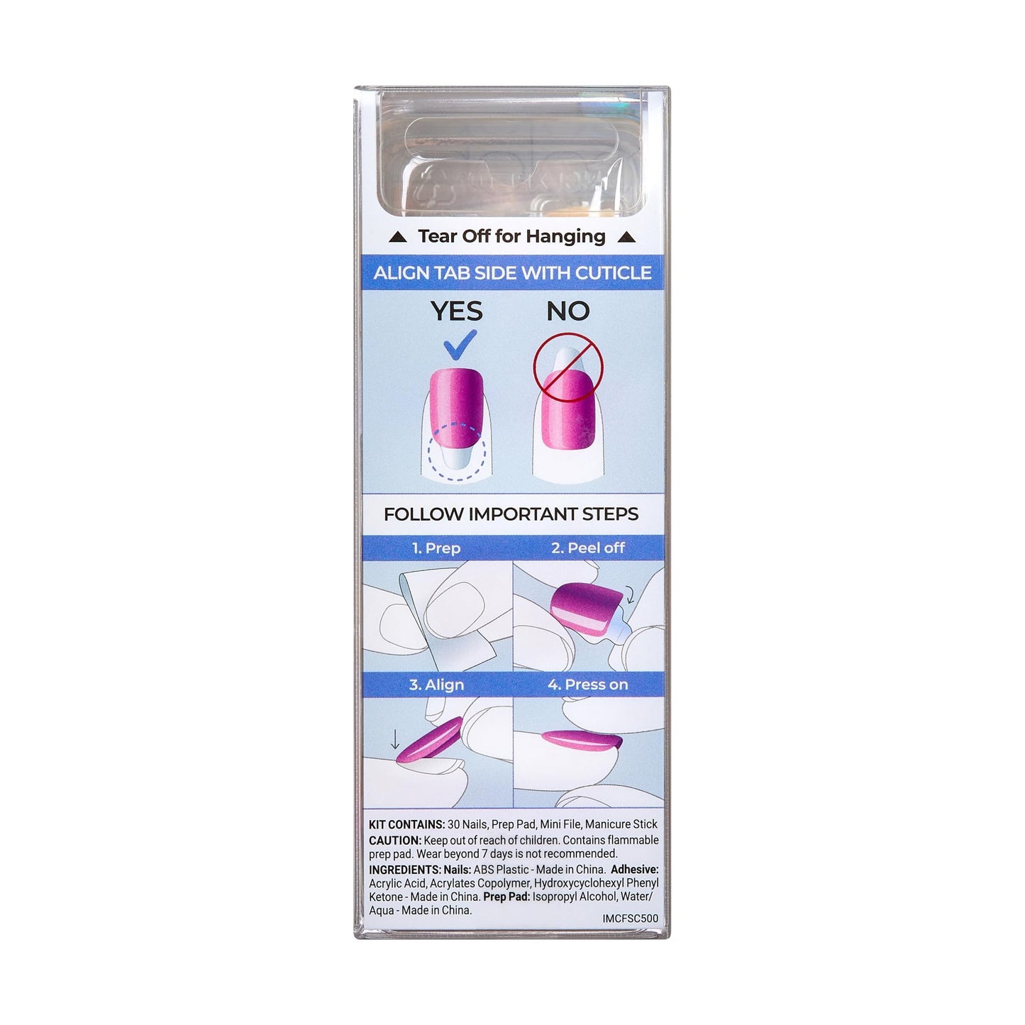 Kiss colorFX by Impress Press On Nails , ‘Sour Love’, Solid White with Pearlescent Finish, Short Oval, IMPROVED adhesive, Includes 30 Fake Nails, Prep Pad, 1 Manicure Stick, 1 Mini Nail File