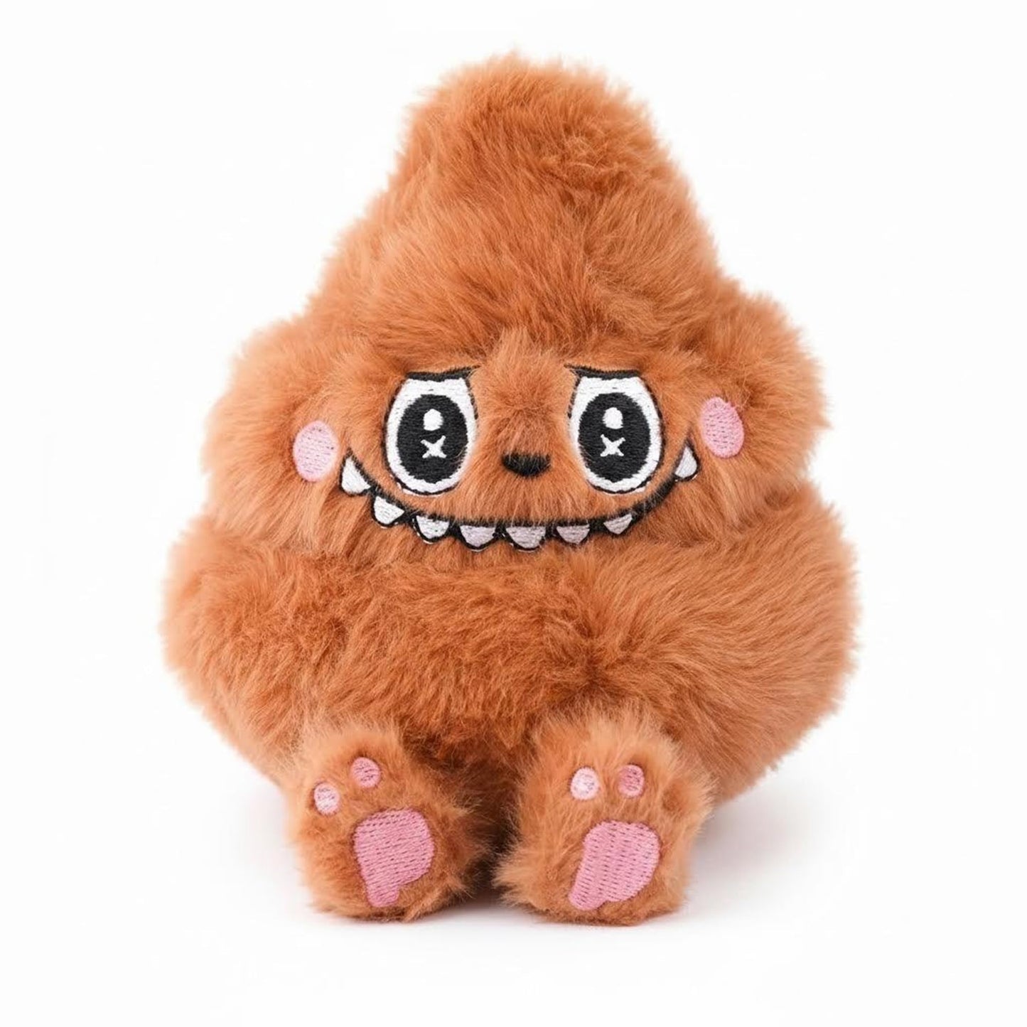 jaycos Funny Brown Monster Plush Dog Toy - 4.5" Interactive Shaking Sound Pet Toy, Durable Soft Stuffed Animal with Detachable Keychain Hook for Small Dogs & Puppies