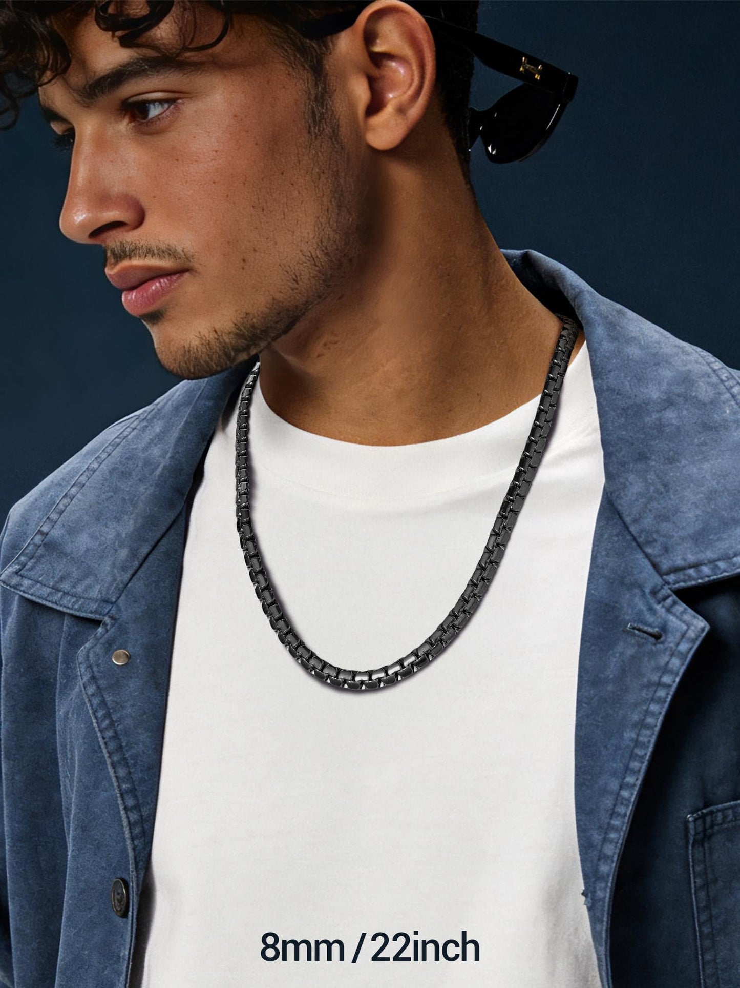 PROSTEEL Mens Chain Black Stainless Steel Necklace Tarnish-Resistant 8mm Thick Hip Pop Chain for Men Jewelry