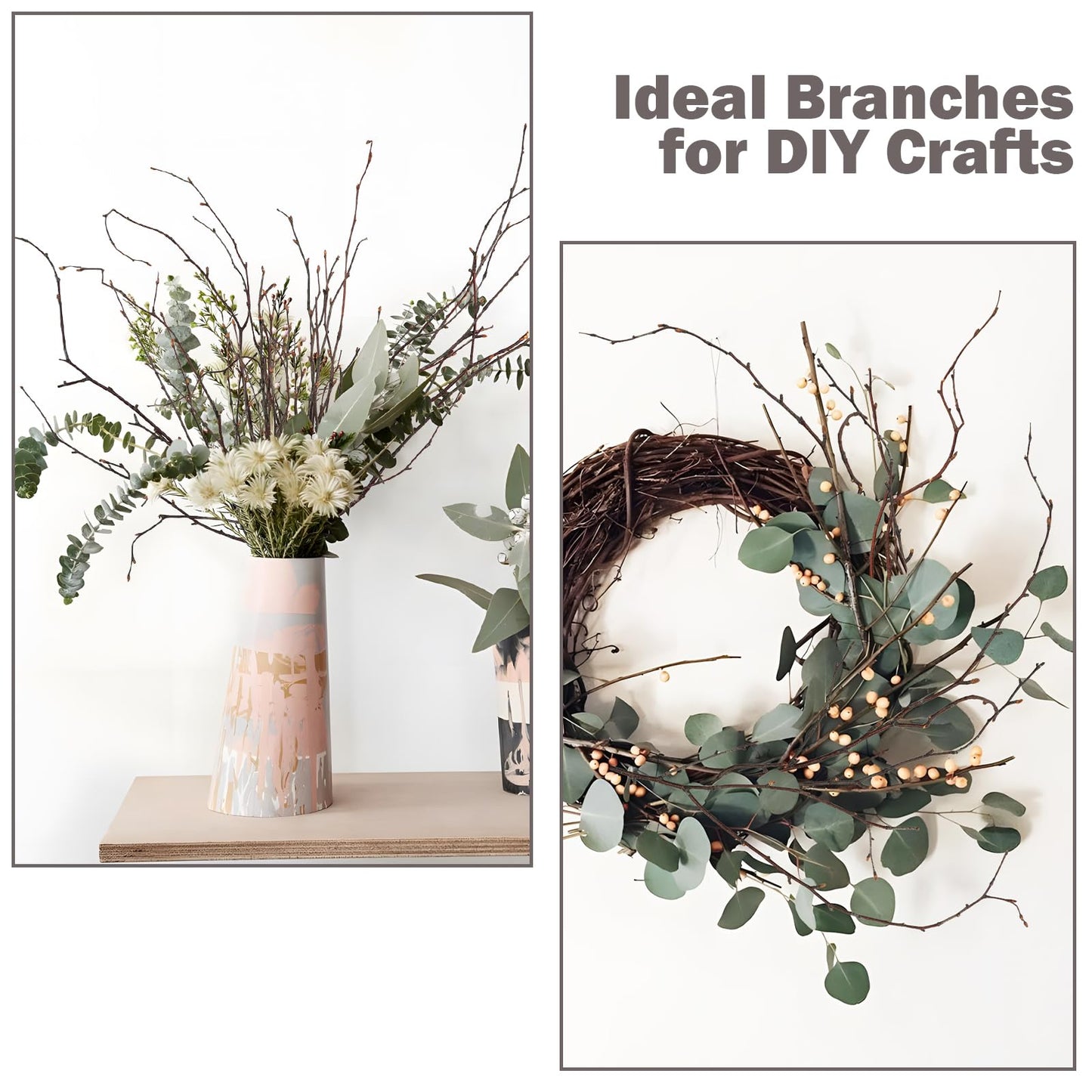 Ruidazon 200 Pcs Real Dried Birch Branches, 17 Inch Natural Birch Twigs Tall Birch Tree Sticks for Decorative Vases, Crafts, DIY Floral Arrangements Wreath Wedding Centerpiece Home Decor