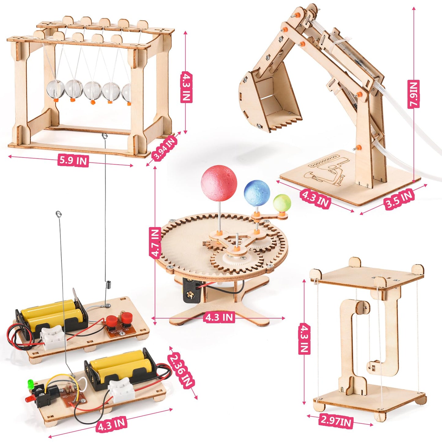 STEM Science Kits for Kids Ages 8-12 8-10, Wood Building Crafts Kits for Boys, STEM Toys for Ages 8-13 9 10 11 Year Old Gifts, Kids Science Engineering Experiment Projects, 3D Wooden Puzzles 10-12