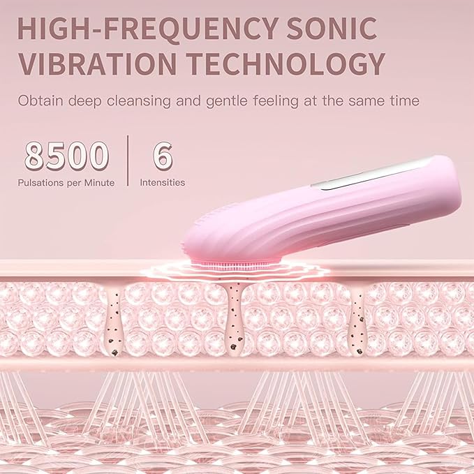 Facial Cleansing Brush face Scrubber Waterproof and Rechargeable Face Scrub Brush for Men & Women, Electric Silicone Face Scrubber for Facial, Electric Deep Cleaning, Exfoliating and Massaging