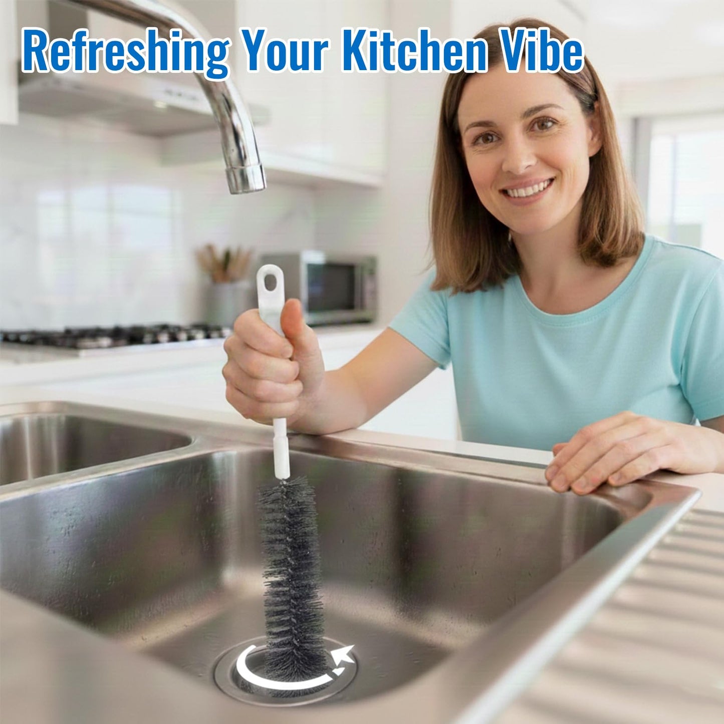 Garbage Disposal Cleaning Brush with 14.6" Long Handle – Deep Clean for Sink Disposal, Removes Odor & Residue, Universal Fit, Durable and Easy to Rinse