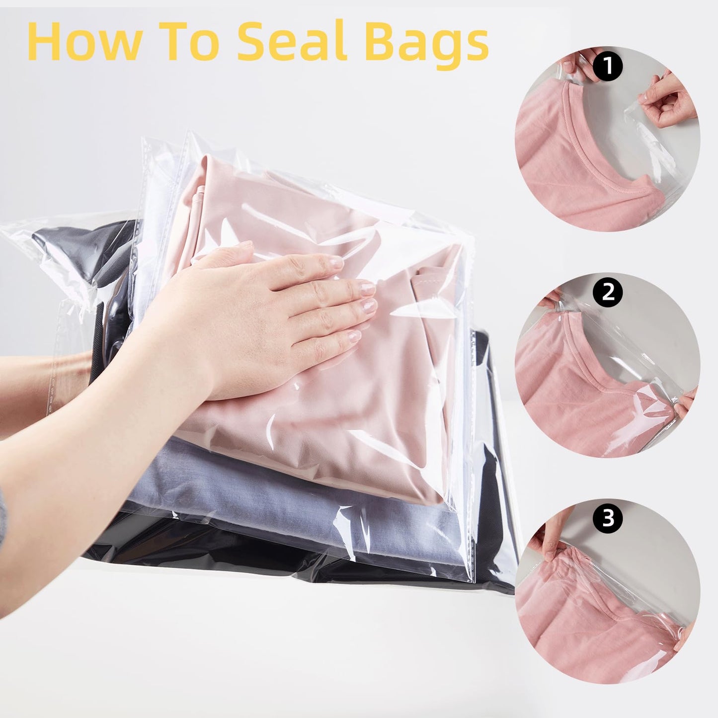 Large Self Sealing Cellophane Bags, 120 Count 12x16 Inches - Resealable Thick Clear Poly Bags for Sweatshirts, Jeans, Closet Organization, Retail Packaging & Business Storage