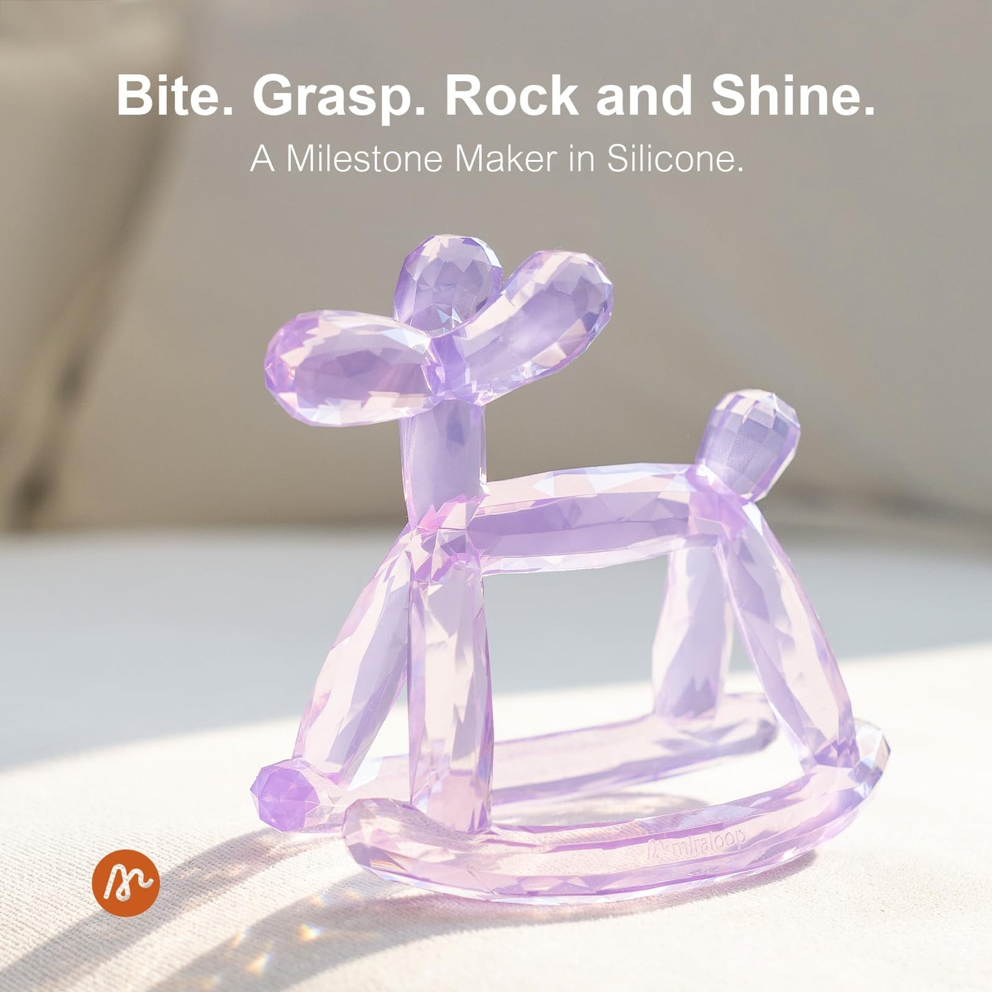 Miraloop Crystal Jelly Baby Teether – Jellydog Teething Relief Toy for Infants 3-6 Months, Silicone Handheld Teething Toy, BPA-Free, Odorless, Prevents Choking, Safe for Babies (Citrine)