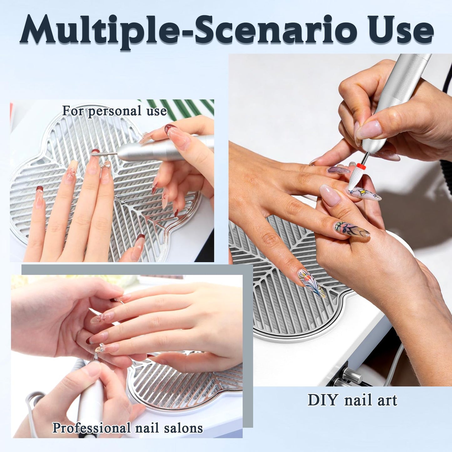 3 in 1 Nail Dust Collector with Drill Lamp Professional,40000RPM Electric Nail Drill Bits Efile Kit with Stepless Speed Control,Nail Dust Vacuum High Suction for Home Salon,Grey
