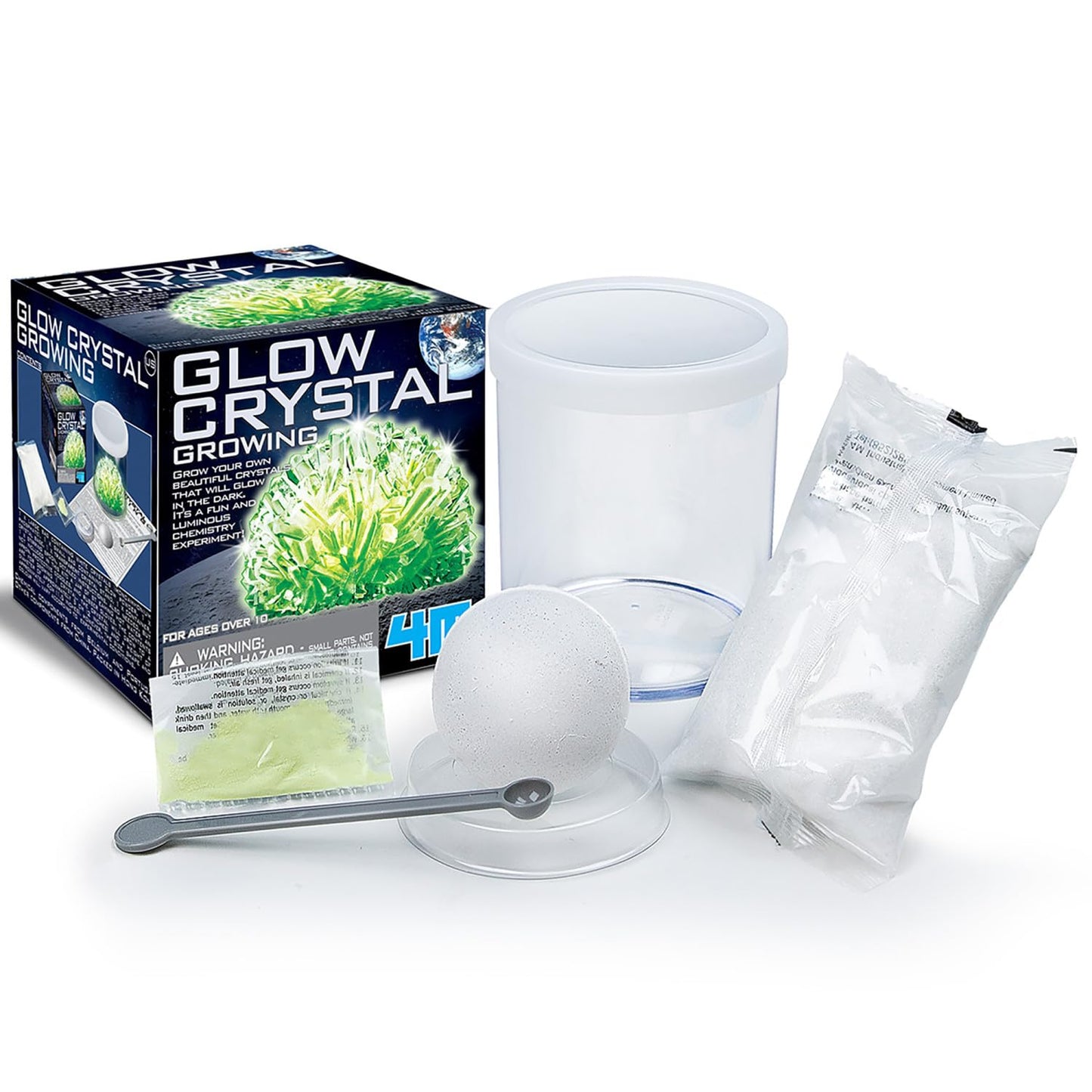 4M: Glow Crystal Growing Kit - DIY Science, Make Your Own Glow-in-The-Dark Mineral Specimen, Chemistry Set, Geology Experiment, STEM Project, Kids 10+