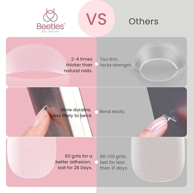 Beetles Gel Nail Tips Short Oval 576Pcs, 12 Sizes Pre-Shaped Half Matte Press On Nails Gelly Tips False Nails for Gel Full Cover False Nails Home DIY Nail Salon Gifts for Girls Women