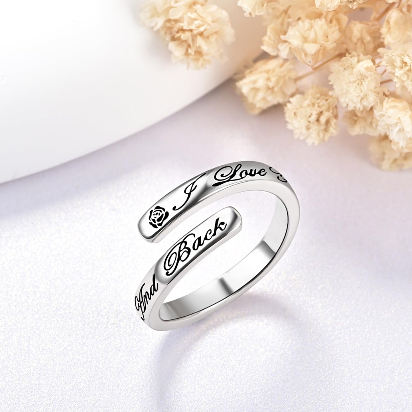 S925 Sterling Silver Inspirational Jewelry Rings Adjustable Ring Personality Encouragement Gift for Teens Women