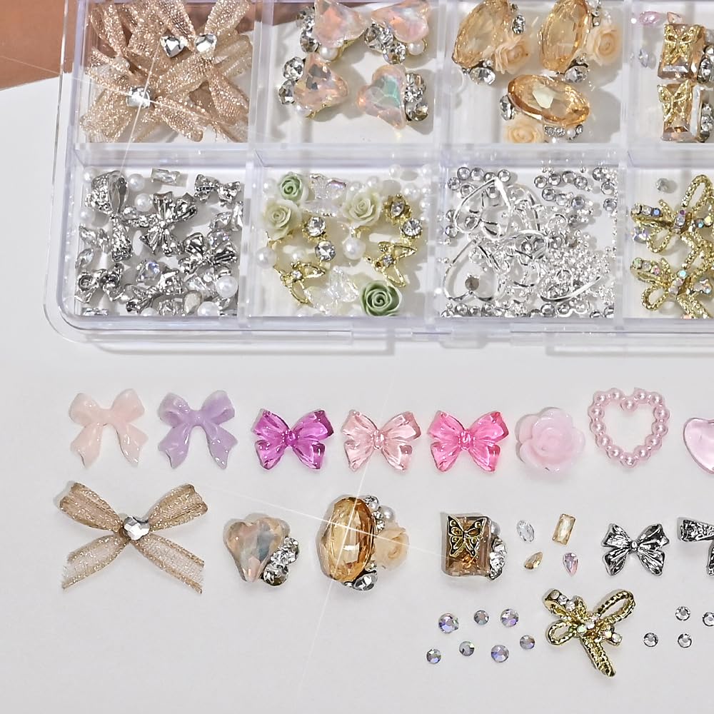 3D Nail Charms and Gems Cute Rhinestones Y2K for Nails Nesign Junk Case Charms Jewels for Nail Art Decorations (Butterfly)