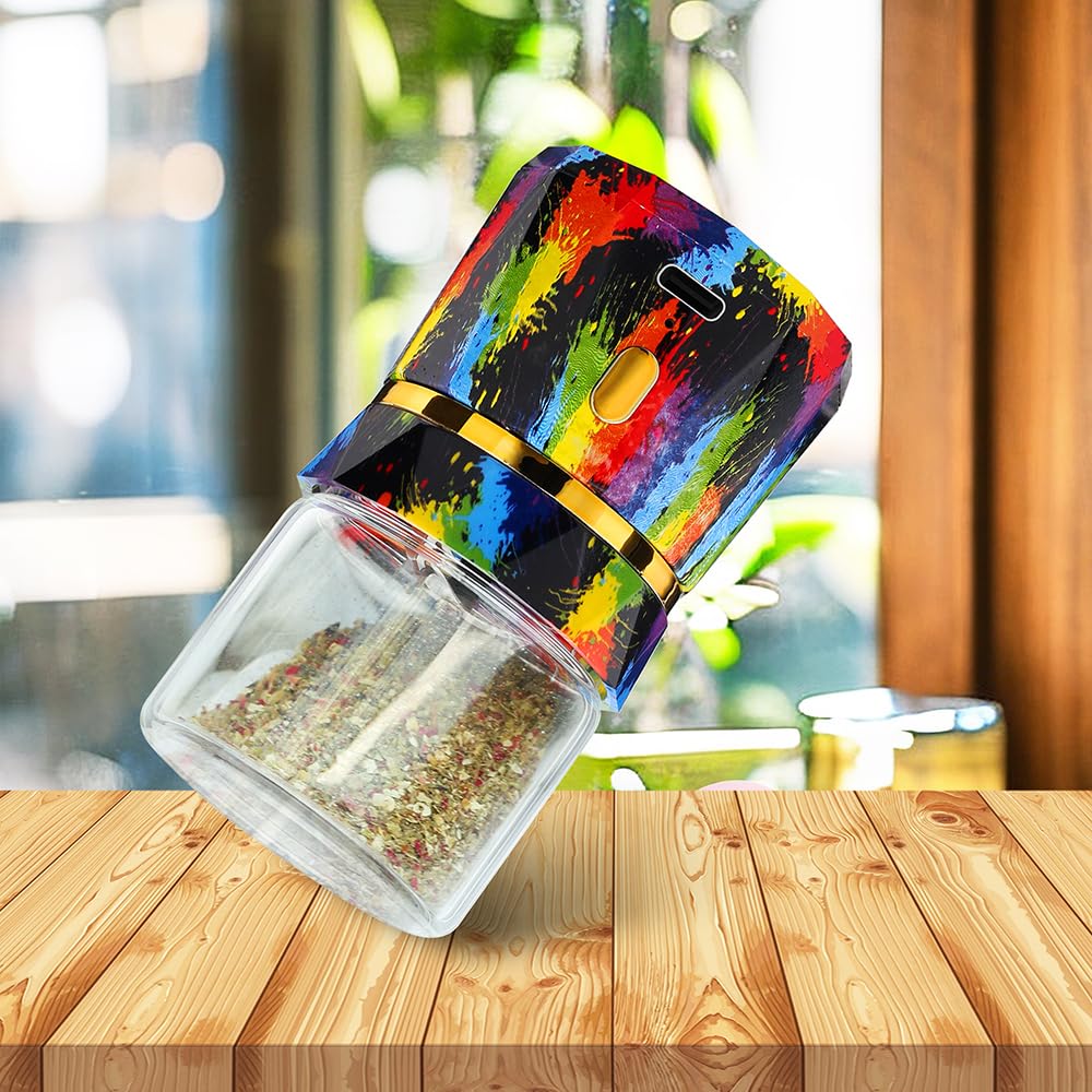 Electric Grinder, Small Spice Grinder Electric Grinders Mini Size 2inx3.5inches with 2pcs 1.7oz/50ml Glass Jar Rechargeable Automatic Small Grinder