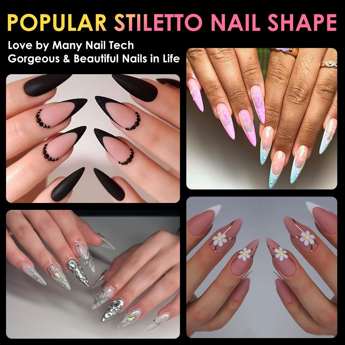 Medium Stiletto Nail Tips, BORNBYME 504PCS Pre Buff Full Cover Shaped Nail Extenison Tips Half Matte Gel X Nail Tips