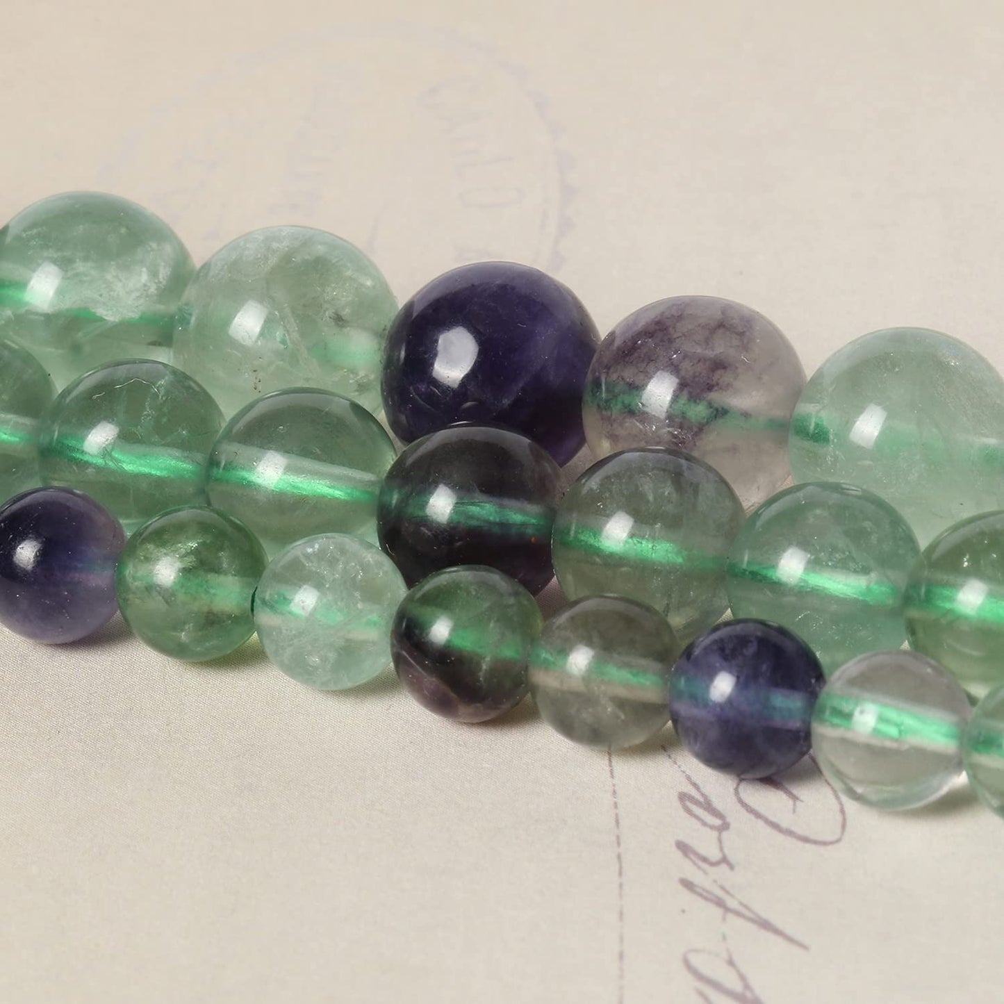 60pcs 6mm Natural Stone Beads Fluorite Beads Energy Crystal Power Gemstone for Jewelry Making, DIY Bracelet Necklace