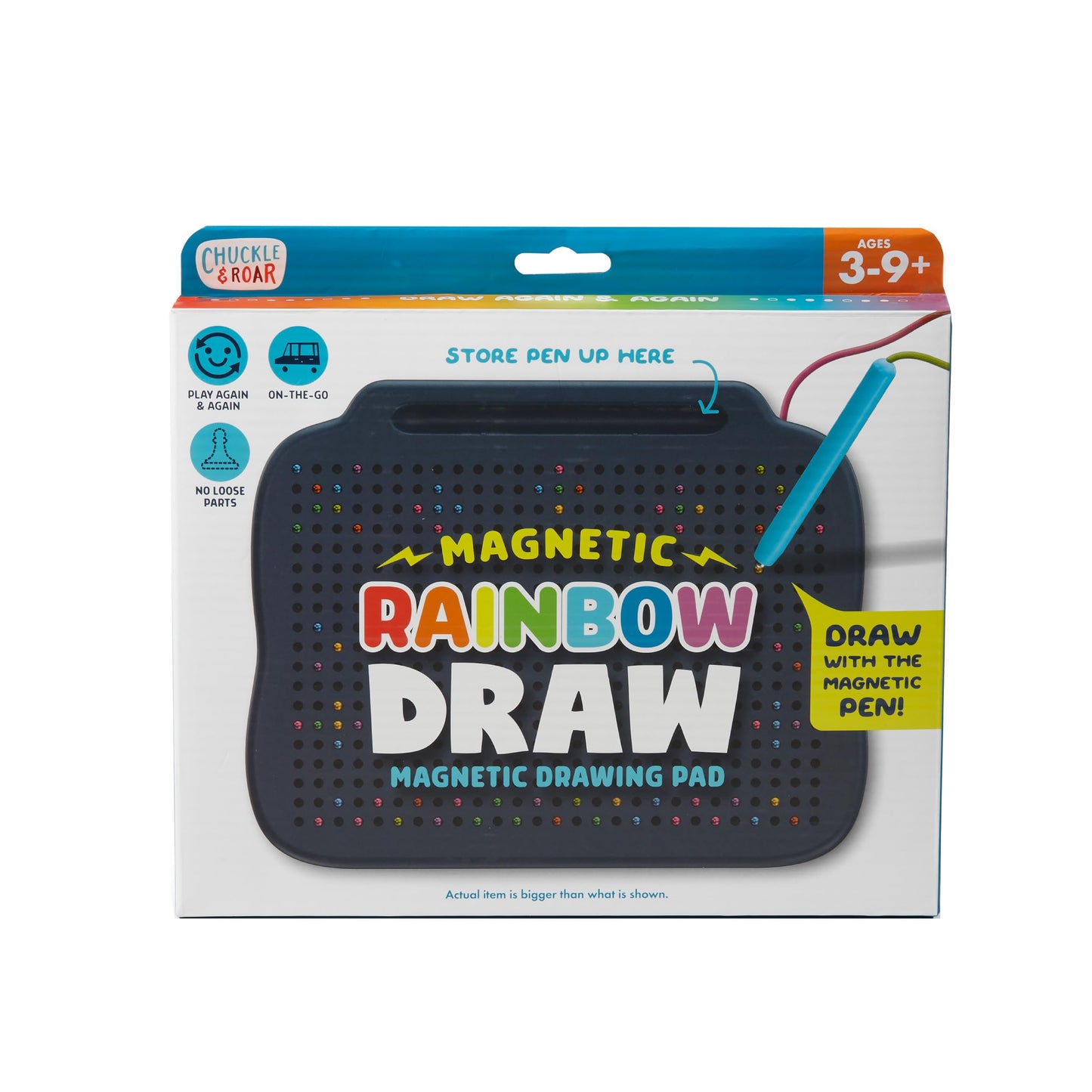 Chuckle & Roar Magnetic Rainbow Drawing Pad & Stencil Edition – Mess-Free Reusable Drawing Board for Kids | Screen-Free Travel Toy for Creative Play