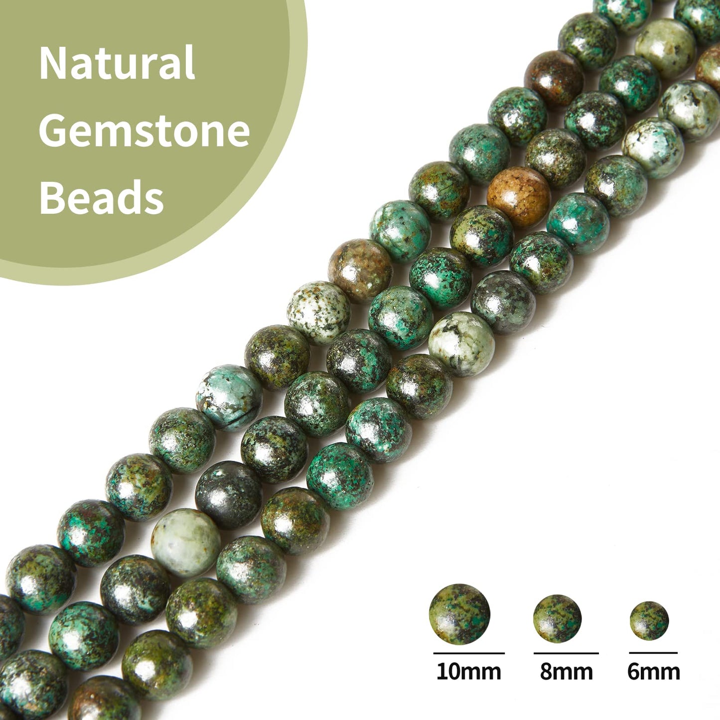 45pcs 8mm Natural African Turquoise Beads Gemstone Beads Round Loose Beads for Jewelry Making