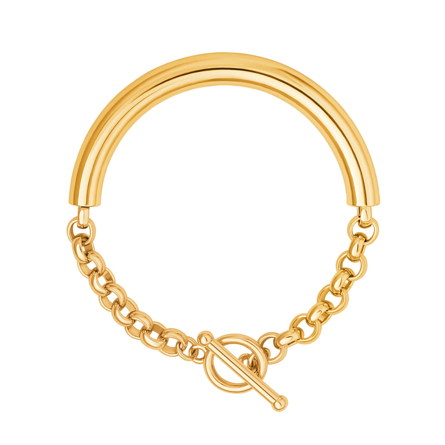 SOFYBJA Dainty 18K Gold Catheter Circles Double Mixed Link Bracelet for Women Personalized Bracelet Layered Jewelry