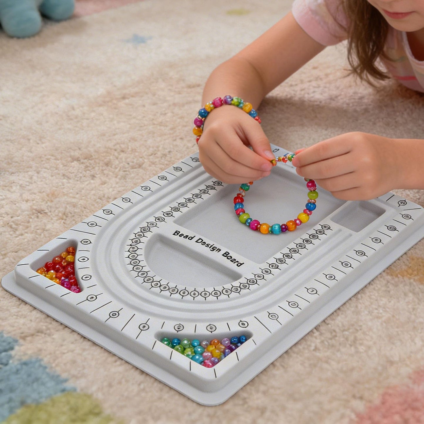 MIAO YUAN 4PCS DIY Hand String Necklace Design Plates Beaded Measuring Tray for Jewelry Making, Size Measuring Panel Flocking Jewelry Finishing Tray