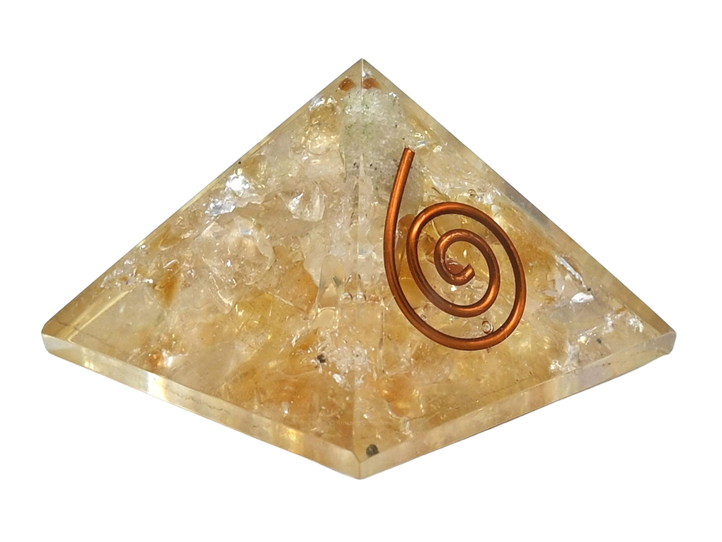 Amazing Gemstone Citrine Orgone Pyramid - 30mm Small Orgonite Pyramids with Crystals and Healing Stones - Authentic Organite Gifts