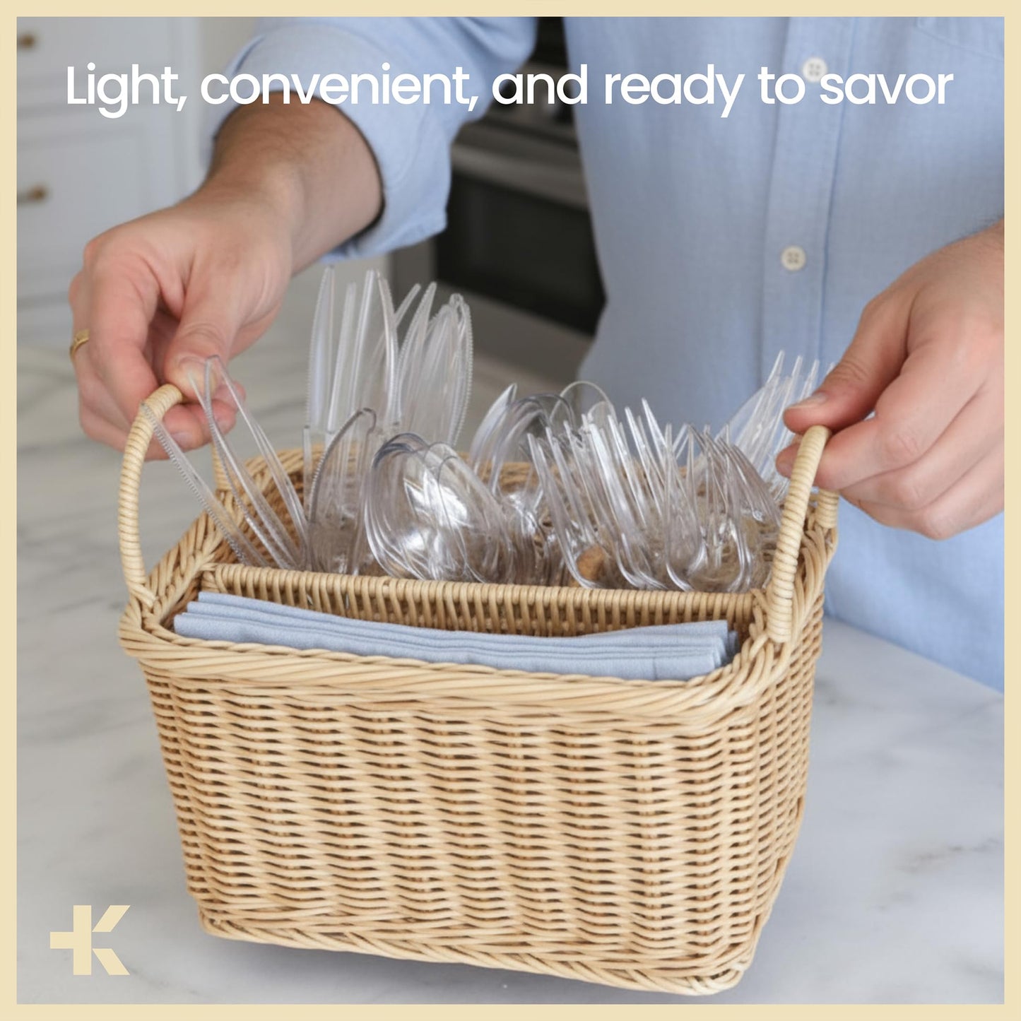 Bakken Disposable Cutlery Set 180 Pieces Knives, Heavy Duty Plastic Silverware, BPA-Free Food-Grade Materials, Heat-Resistant, Reusable Utensils for Parties, Catering, BBQs, and Everyday Use, Clear