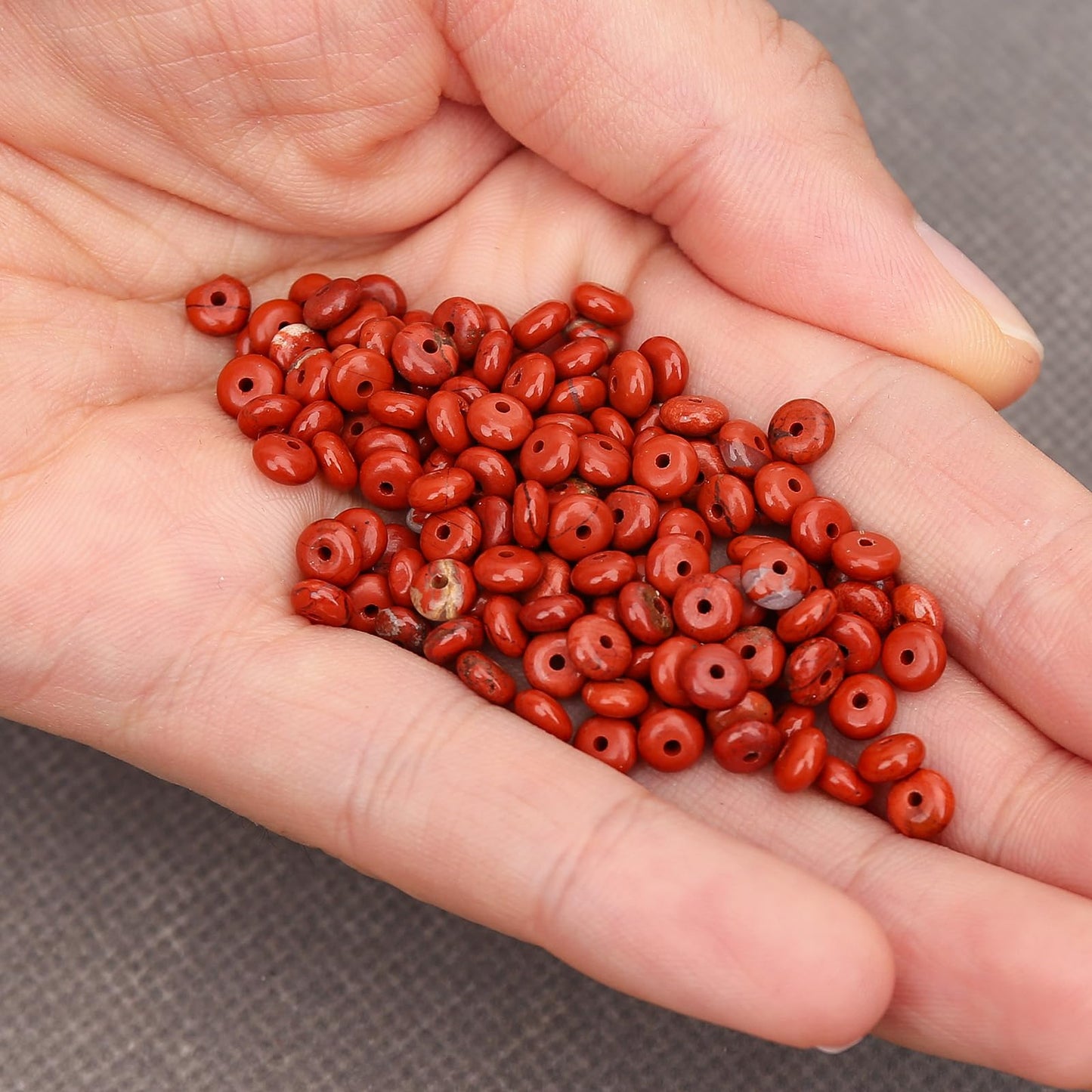 BONNY BOXX 1 Strand (150PCs) Natural 2 * 4mm Red Jasper Rondelle Beads, Natural Abacus Disk Stone Beads Loose Spacer Gemstone for DIY Bracelet Necklace Jewelry Making