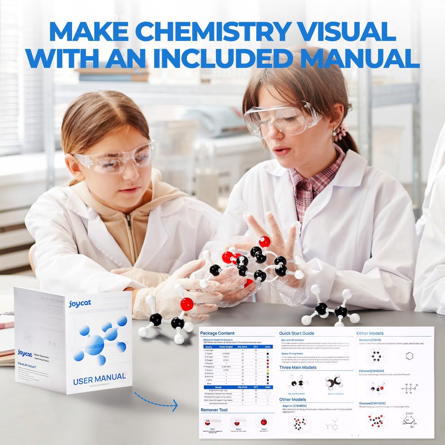 JoyCat Molecular Model Kit (238pcs), Organic Chemistry Molecule Science Gifts for Ochem and Inorganic Students and Teachers