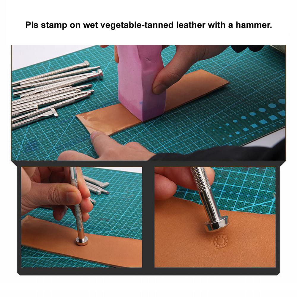 PANSHIYON Leather Stamps,3 Pack Professional Leather Stamping Tools for Craft Working
