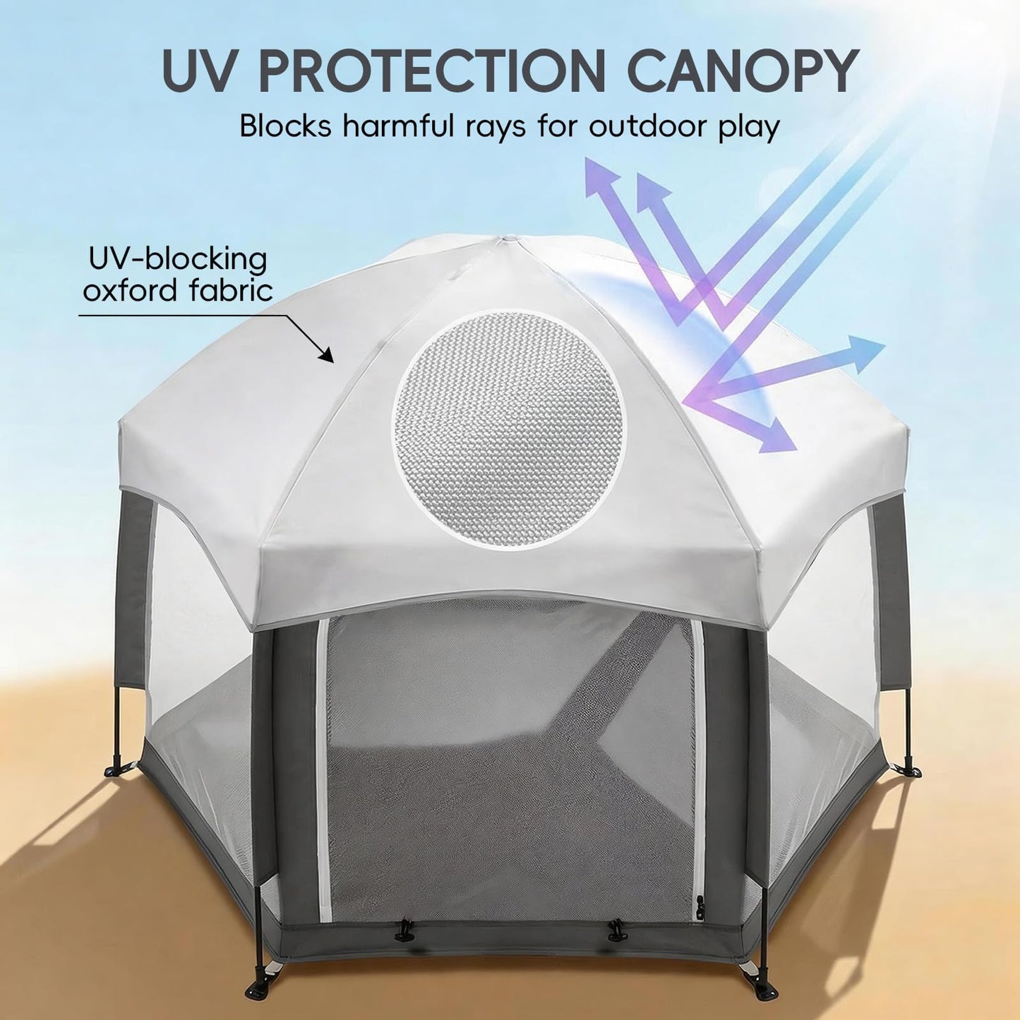 Palopalo Black Pop Up Baby Beach Tent - UPF50+ Sun Protection Canopy & Mosquito Net, Instant Setup Portable Playpen for Indoor & Outdoor Play, Lightweight Pack and Play Yard
