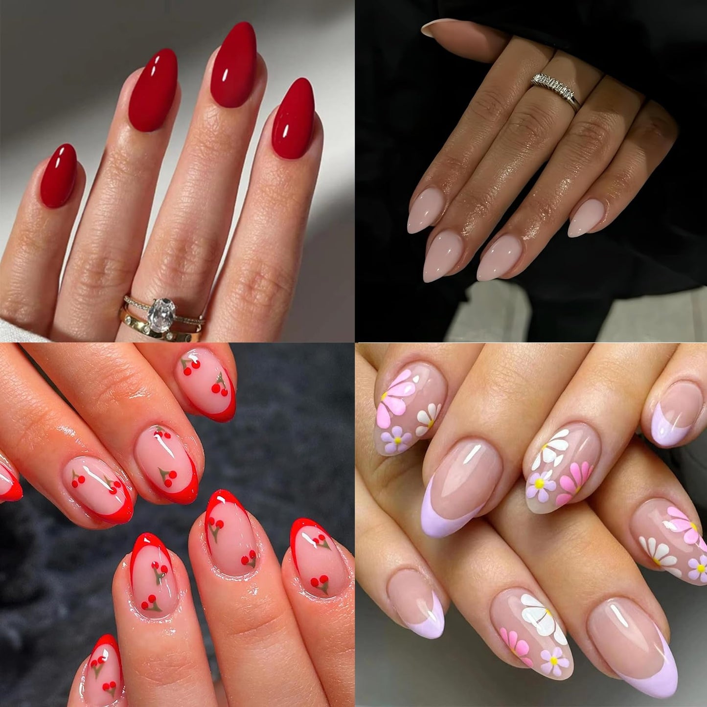 Short Almond Nail Tips, 600pcs Soft Nail Gel Tips Pre-Shaped Acrylic Fake Nails, Half Matte Full Cover Clear Jelly Press on False Nail Tips for Extension Nail Manicure Home DIY 12 Sizes for Women