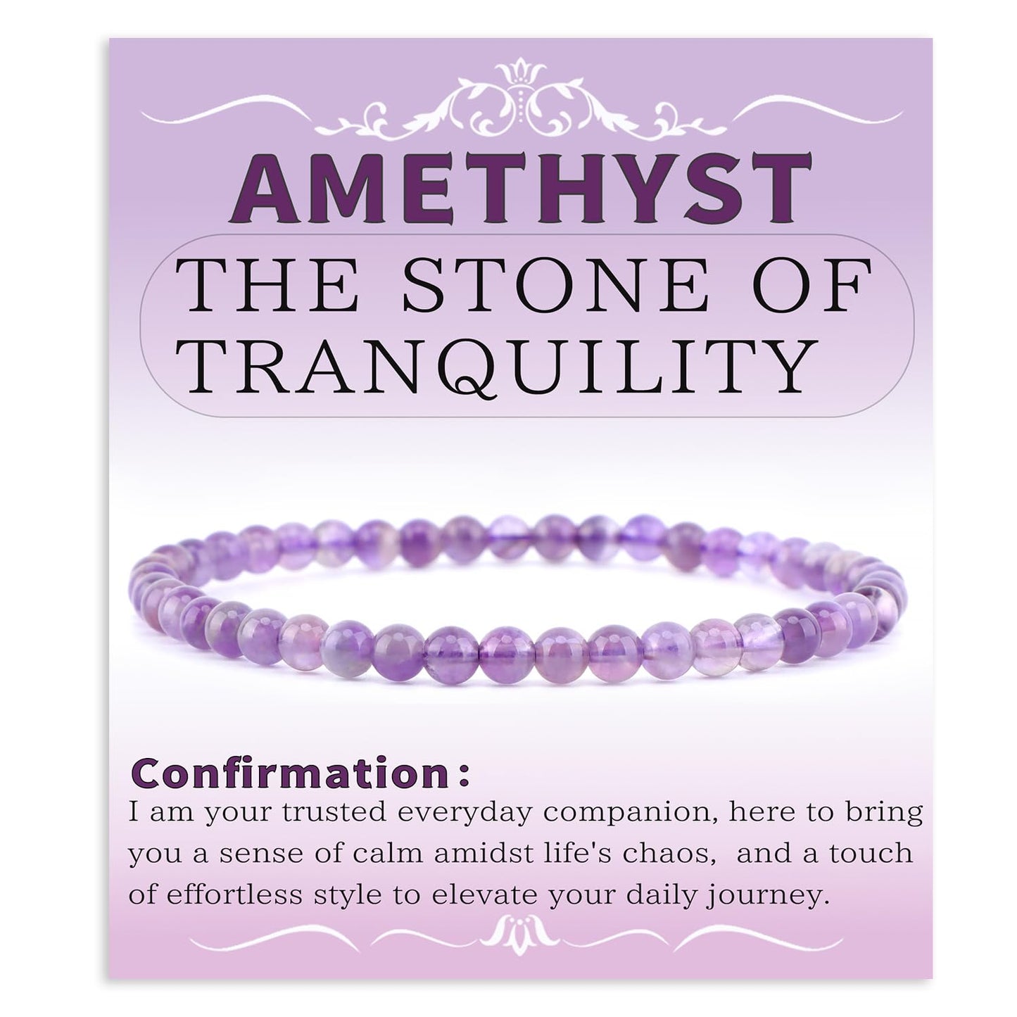 Bymitel 4mm Amethyst - Handmade Reiki Gemstone Stretch Bracelet, Natural Beauty & Spiritual Essence, Crystal Healing for Unisex Adults