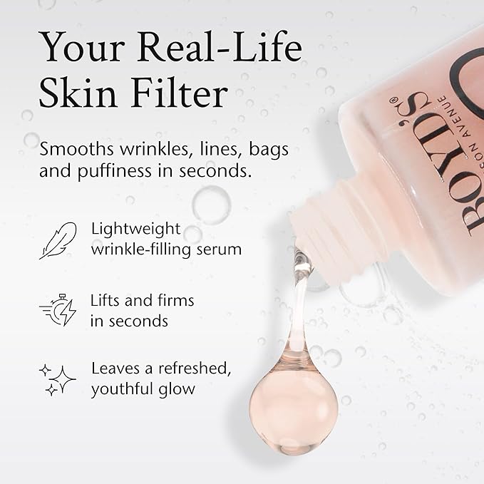 Boyd’s No Lines Temporary Wrinkle Remover - Skin Tightening Serum for Fine Lines, Instant Wrinkle Filler for Face, Forehead, Crow’s Feet, Under-Eye Bags, 0.5 fl oz