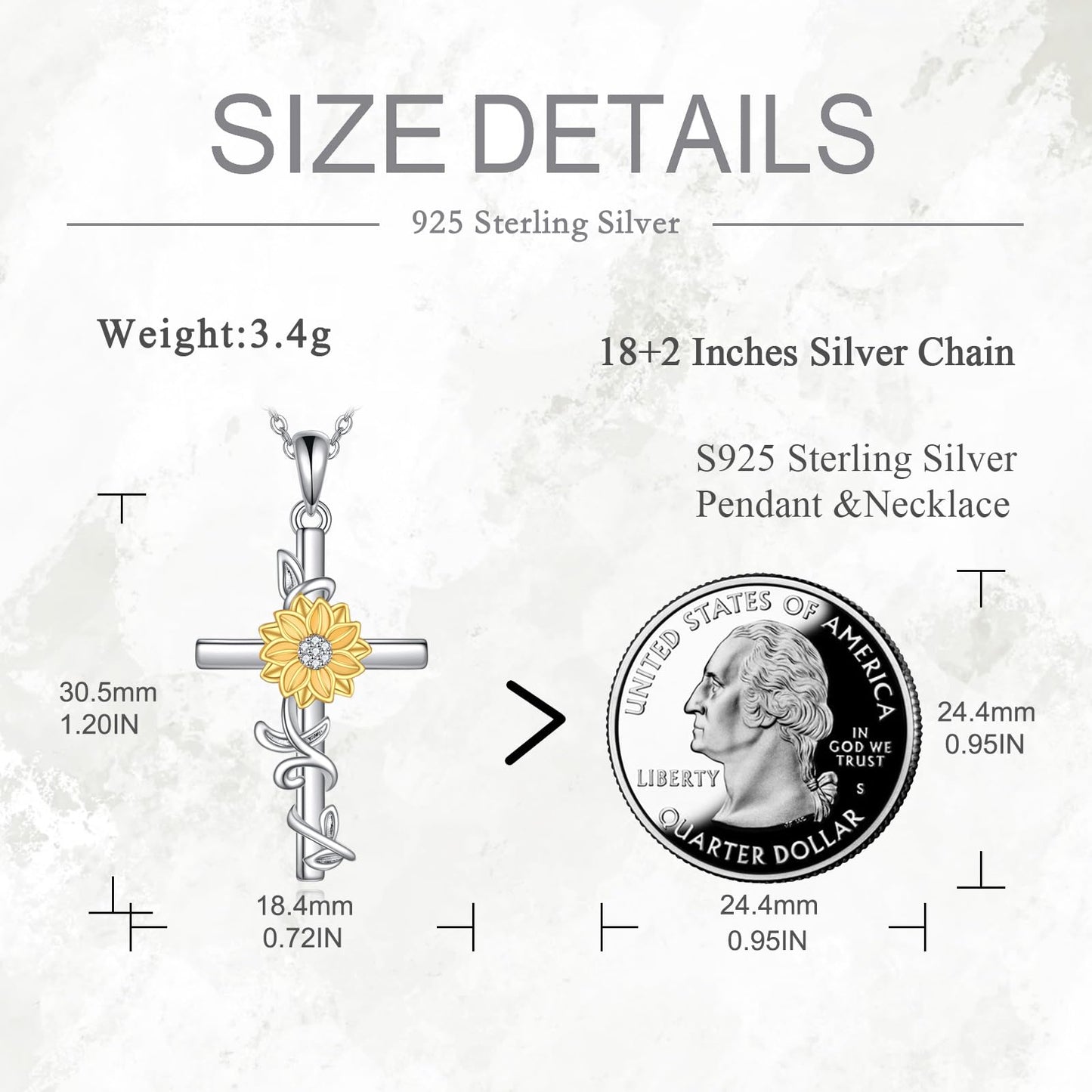SHEAISRS Women's Sunflower Cross Necklace 925 Sterling Silver Delicate Sunflower Pendant for Women(Sunflower)