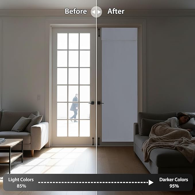 RYB HOME Blackout Door Curtain - Privacy Thermal Insulated Living Room/Dining/Front/Tricia/Patio French Door Glass Window Curtains, W30 x L72 inch, 1 Panel, Grayish White
