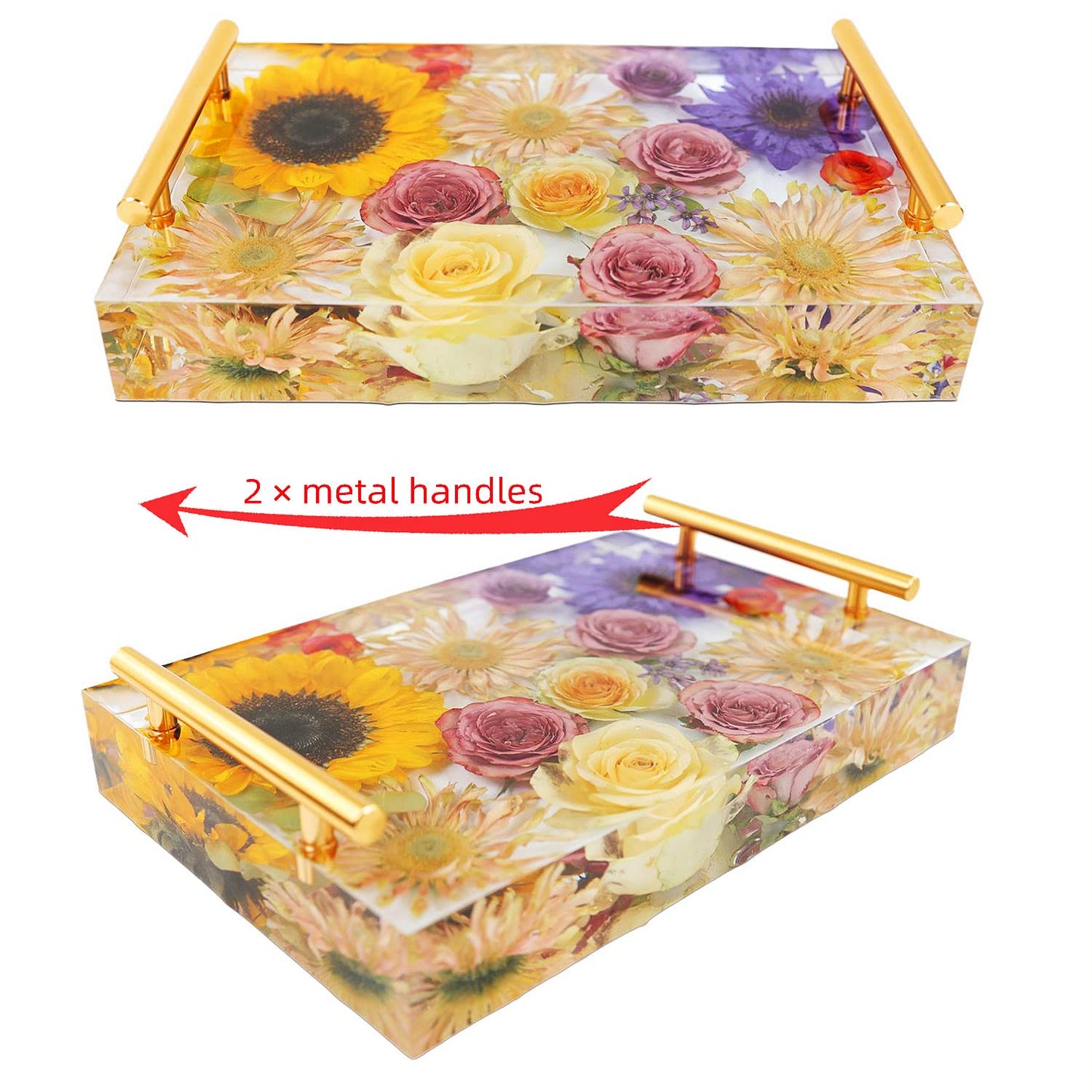 Resin Tray Molds Silicone, 13.5" Large Deep Rectangle Molds for Resin with 4pcs Coasters Mold, Epoxy Casting Molds for DIY Flowers Preservation Art Making Home Décor