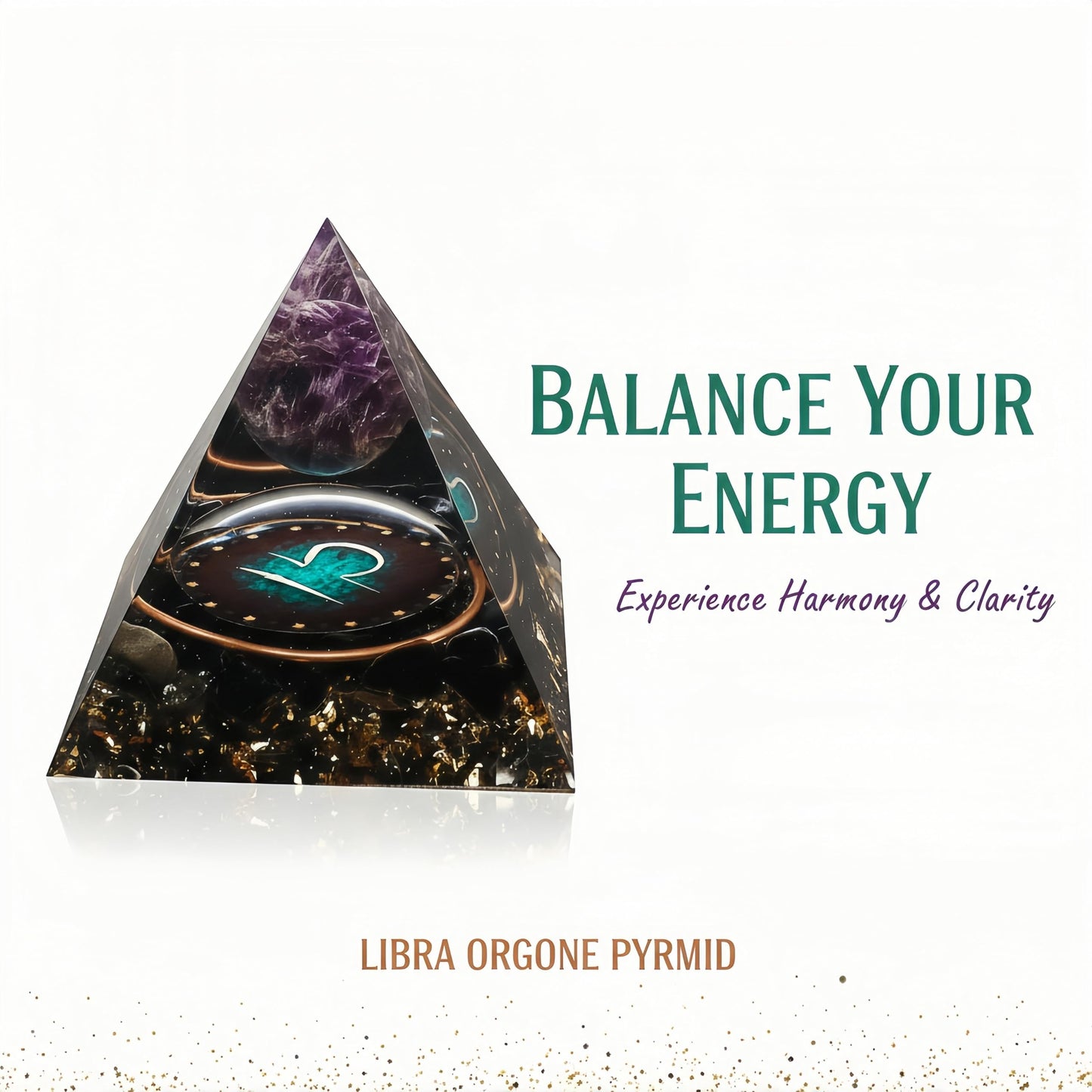 12 Zodiac Orgone Crystal Pyramid, Natural Amethyst with Obsidian,Healing Crystals Pyramid for Protection Chakra, Unique Constellation Pyramid for Positive Energy, Healing Money Health(Libra)