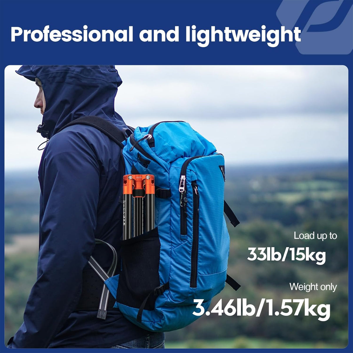 Fotopro 68" Camera Tripod for DSLR, Heavy Duty Compact Travel Tripod with Ball Head, Detachable Monopod with Quick Release Plate and Bag, Load up to 12KG/26.5lbs(Orange)