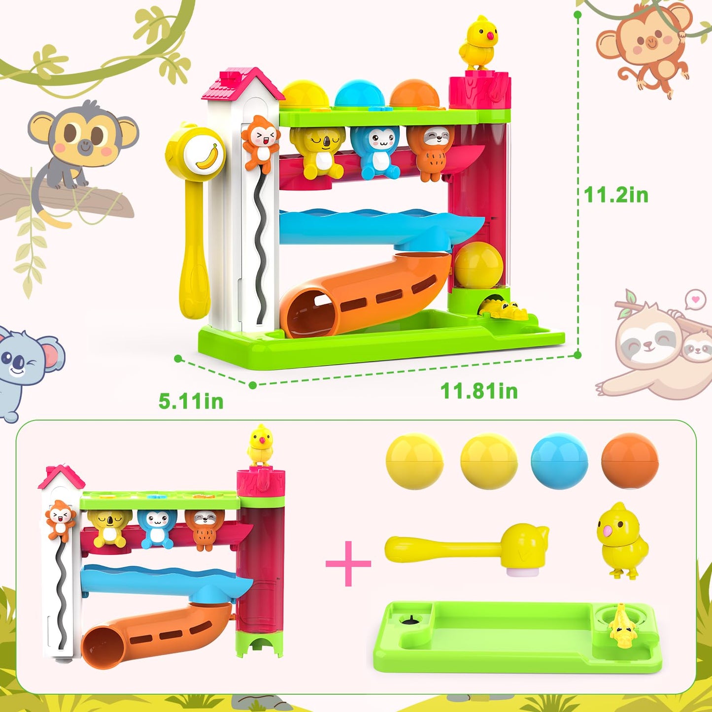 VOILBTOY Musical Toy for 1-2 Year Old Boys - Ball Drop Toy