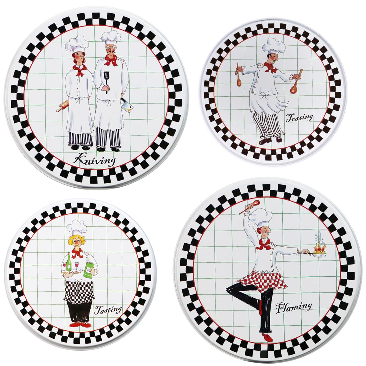 Reston Lloyd, Burner Covers For Electric Stovetop, Decorative Lightweight Tin Covers, Set of 4 (2-8 inch & 2-10 inch), Conceals Messy Drip Pans, Chef