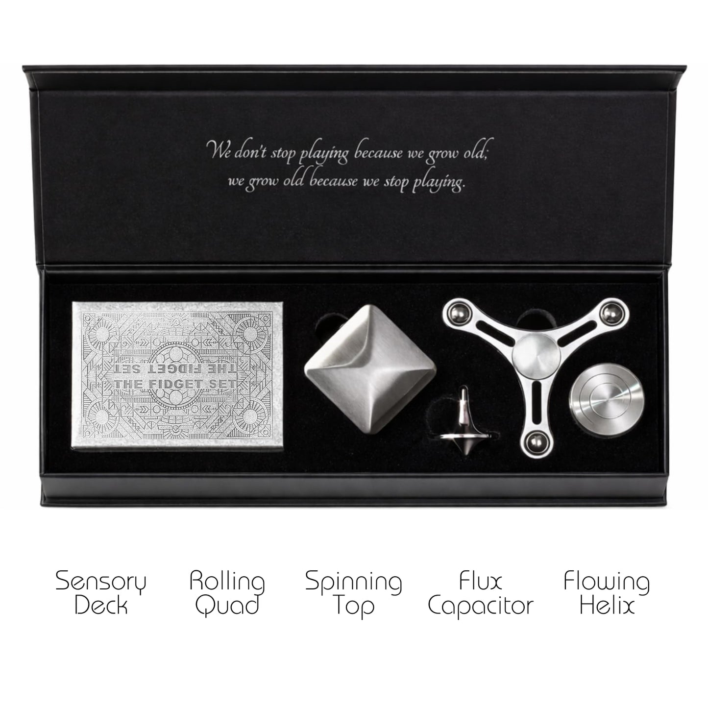 The Fidget Set Classic Edition Metal Fidget Toys for Adults with Anxiety, ADHD Tools for Adults | Office Desktop Gifts for Him