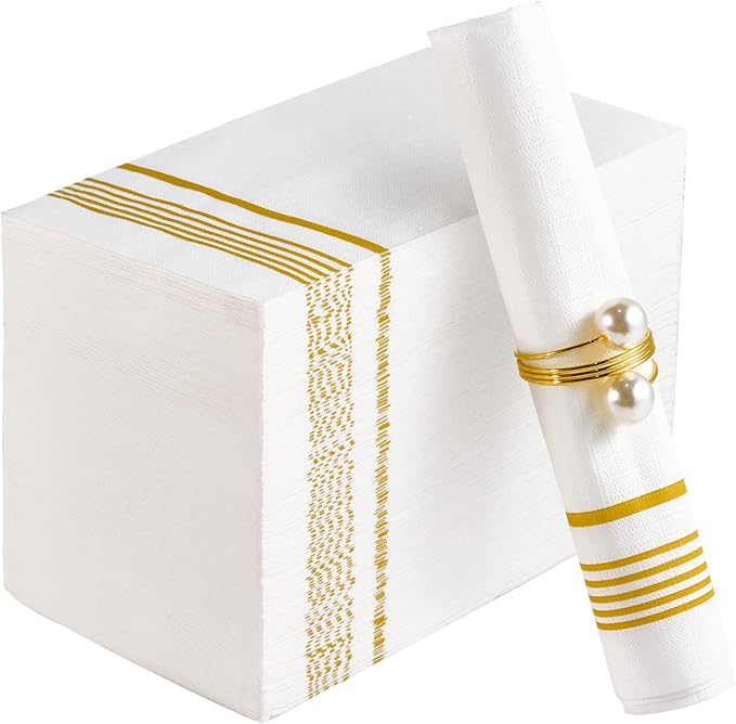 100 Pack Paper Napkins Guest Towels Disposable Premium Quality 3-ply Dinner Napkins Disposable Soft, Absorbent, Party Napkins Wedding Napkins for Kitchen, Parties, Dinners or Events