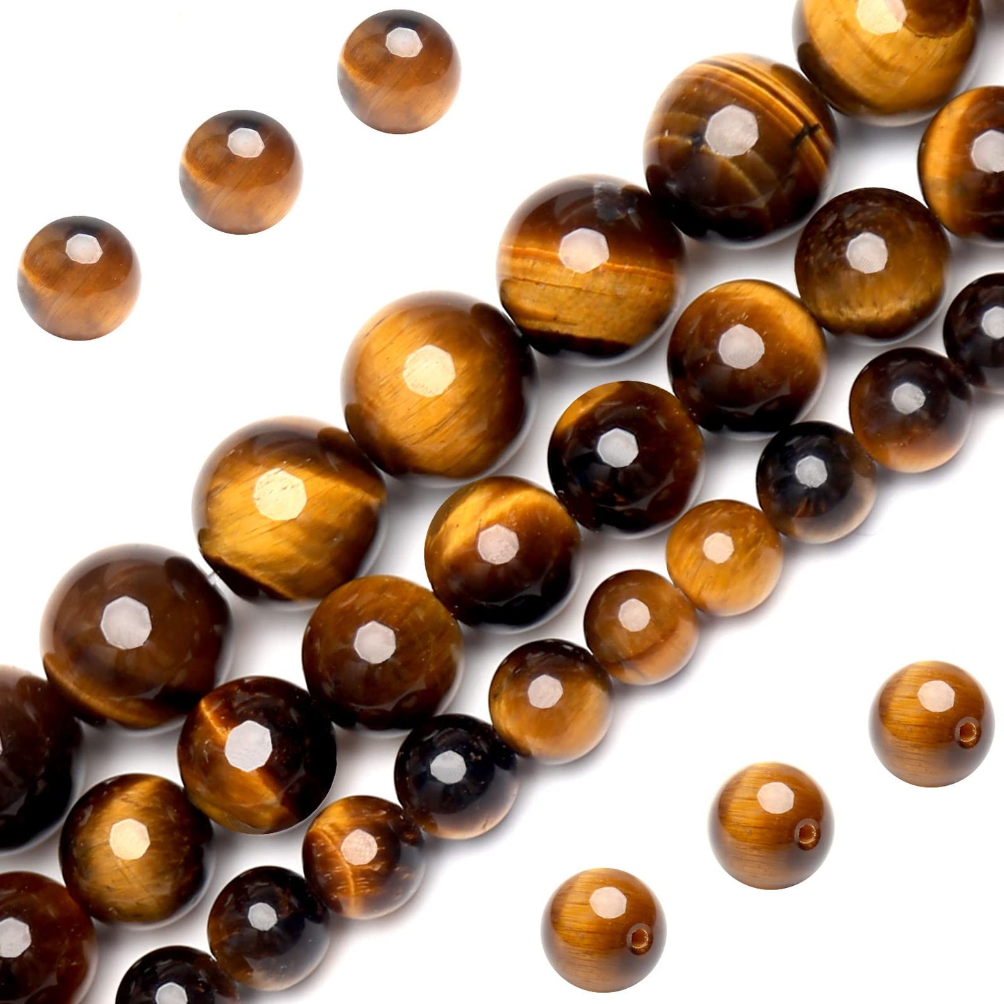Natural Classic Tiger Eye Beads, Grade AAA Gemstone Round Loose Beads 10MM 40PCs Bulk Lot Options, Semi Precious Stone Beads for Jewelry Making