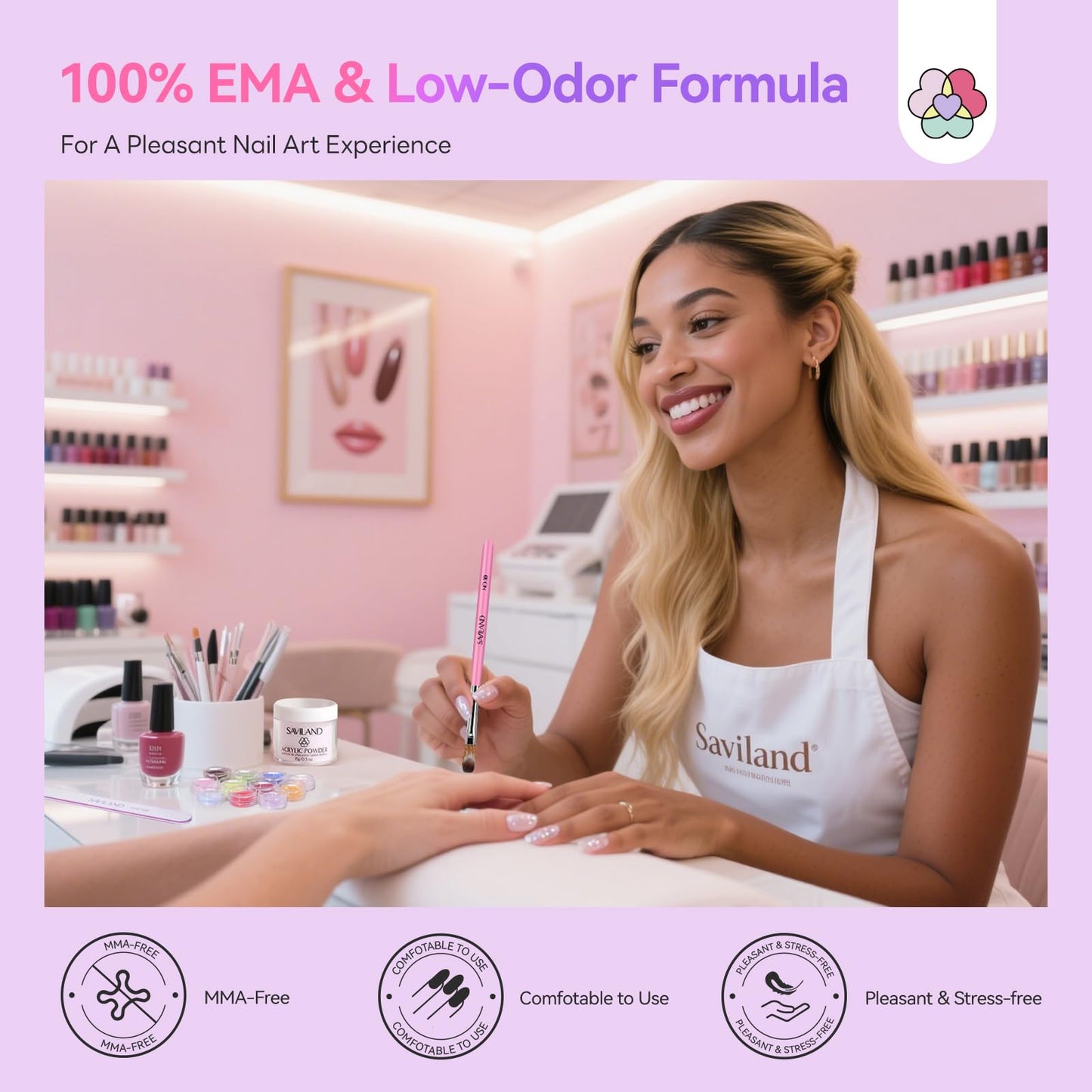SAVILAND Acrylic Nail Kit: 2026 Hema-free Bio-based All-in-1 Nail Kit with Clear White Pink Acrylic Powder EMA Monomer Nail Drill Full Tools For Beginners Extension Carving Home DIY