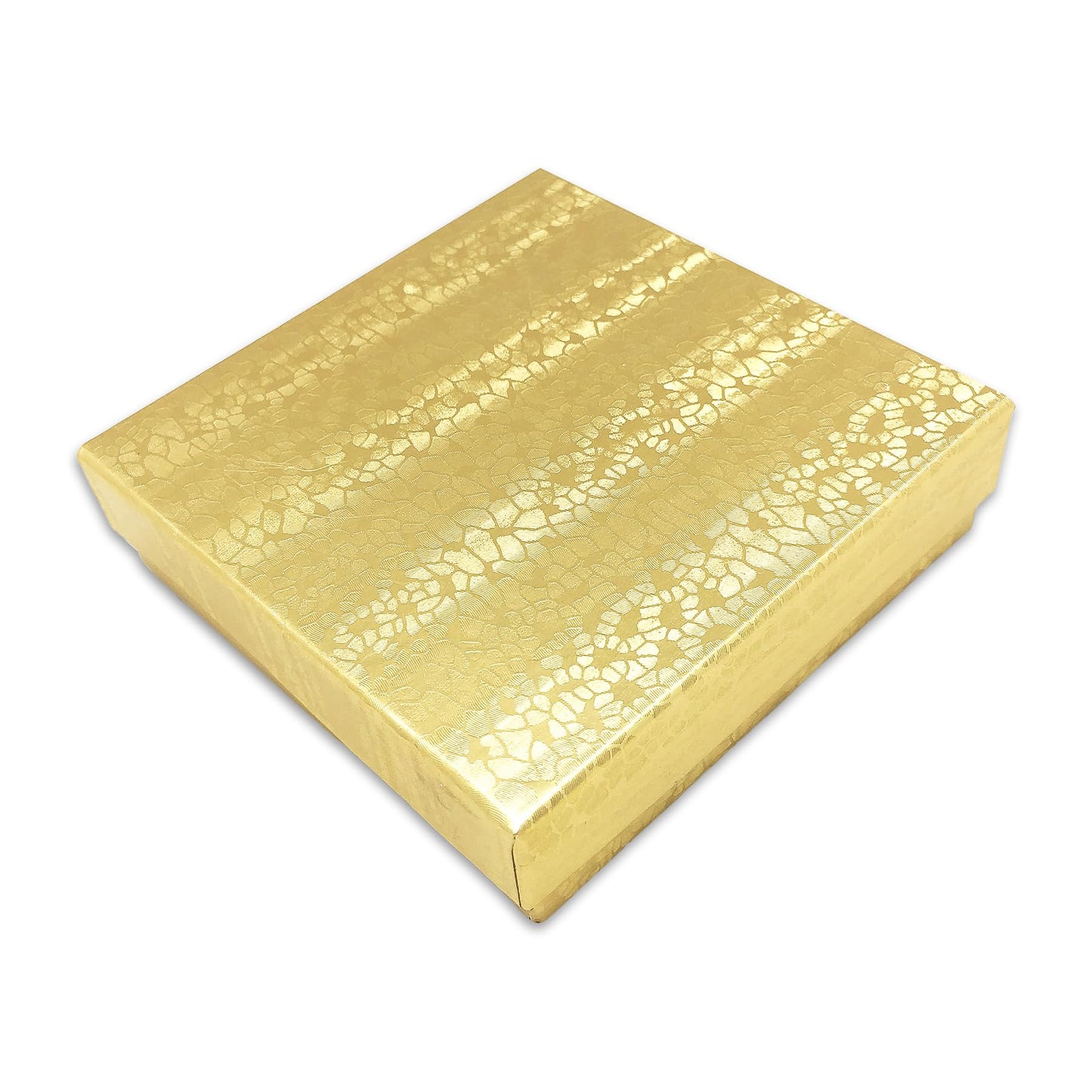TheDisplayGuys - 25-Pack #33 Cotton Filled Cardboard Paper Jewelry Boxes Gift Case - Gold Foil (3.5" x 3.5" x 1.0") - for Shipping or Storage