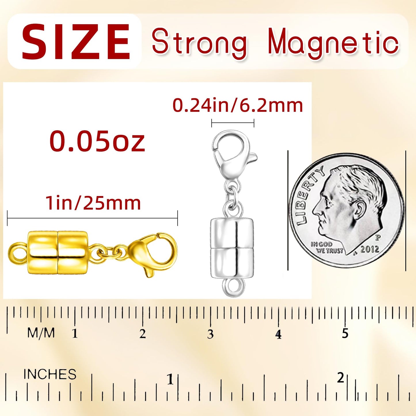 MKCYD Magnetic Necklace Clasp with Lobster Clasp,14K Gold and Silver Magnetic Jewelry Clasps for Necklace Extender Bracelet Closures