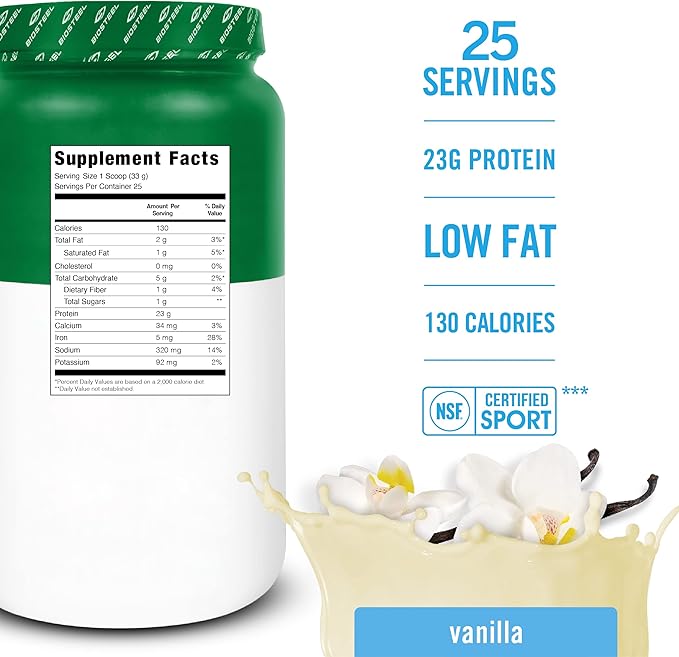 BioSteel Vegan Protein Powder - Vanilla, NSF for Sport, 1.8 lbs, 22g Protein, 25 Servings - Plant Based Protein Powder with Brown Rice, Pea & Pumpkin Seed - Premium Plant Protein Powder