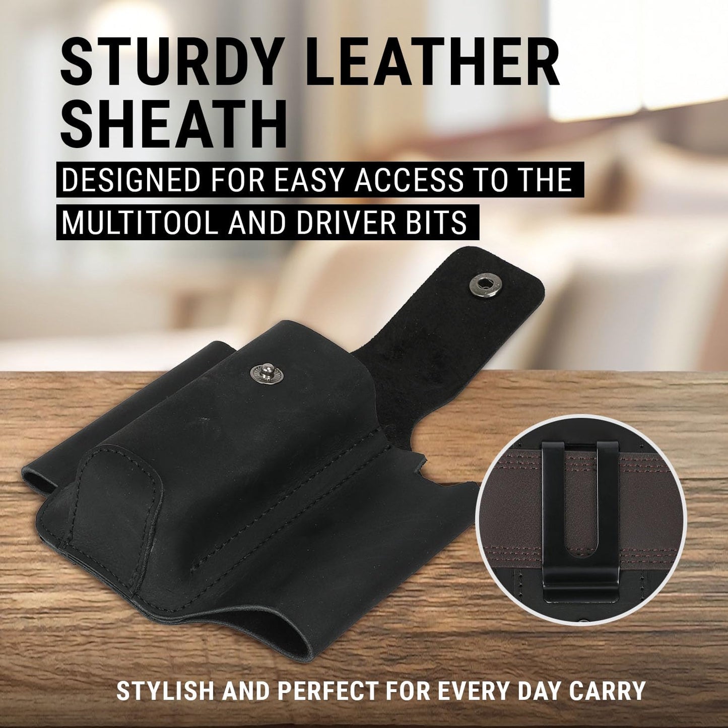 EPG Heavy Duty Multitool Bundle: Leather Case, Multi-Function Flashlight, Screwdriver Bits, 18 Stainless Steel Locking Tools, EDC Gear with Pliers, Bottle Opener, Box Cutter and More, Fits in Pocket