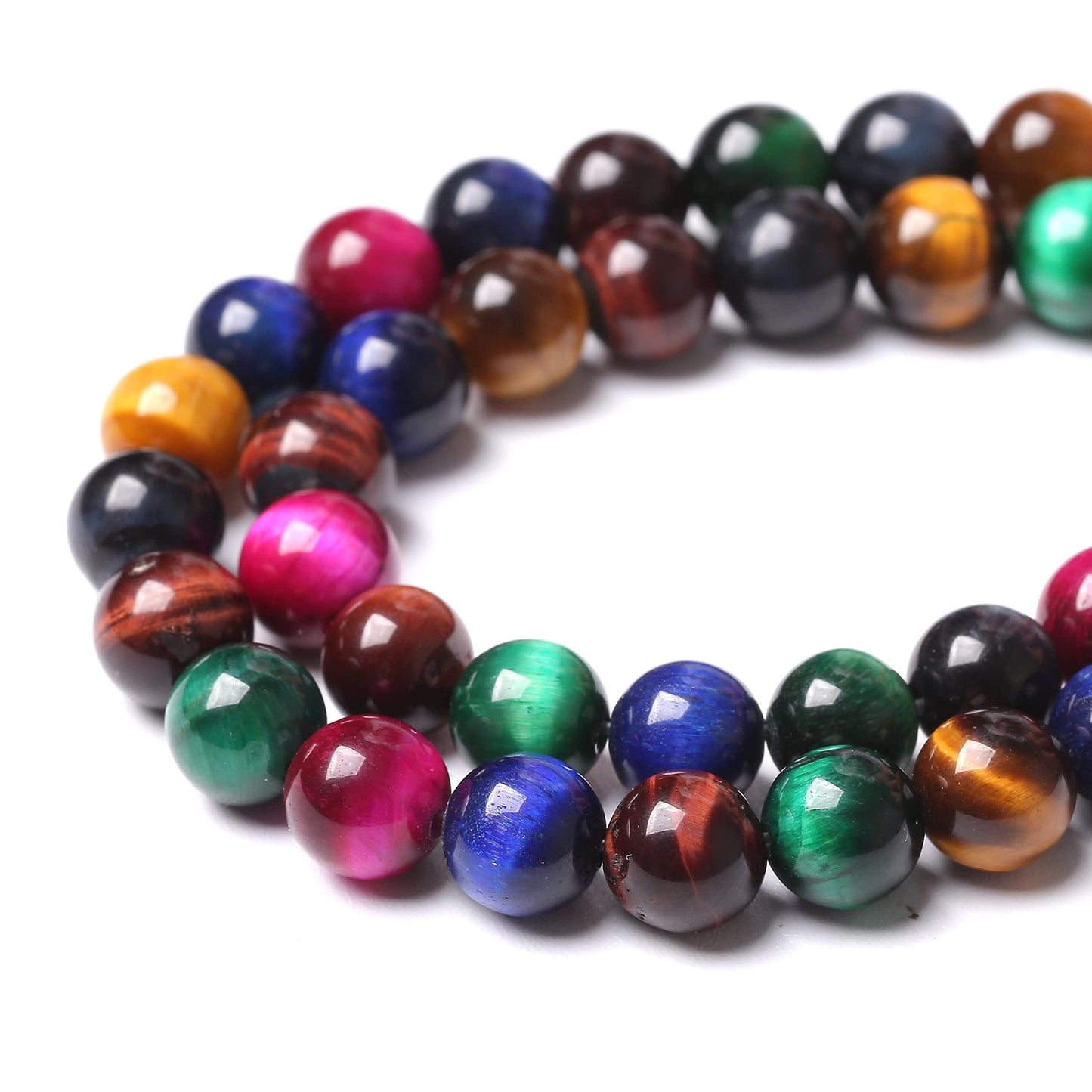 60pcs 6mm AAA Natural Colorful Tiger Eye Stone Beads Gemstone Round Spacer Loose Beads for Jewelry Making DIY Bracelet Necklace