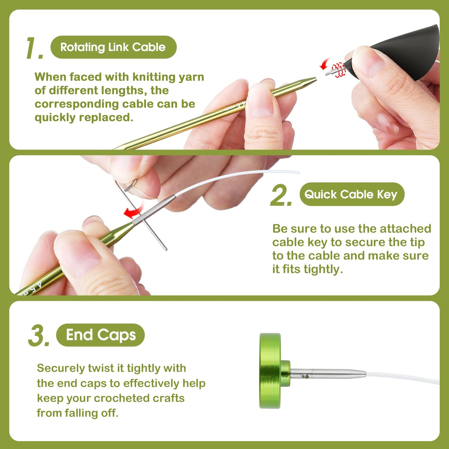 Interchangeable Circular Knitting Needles Set,10-Pair 4.5-Inch Metal Circular Needles US1,1.5,2,2.5,3,4,5,6,7,8 (Metric:2.2,2.5,2.75,3.0,3.25,3.5,3.75,4.0,4.5,5.0mm) with 4 Cords with Project Bag