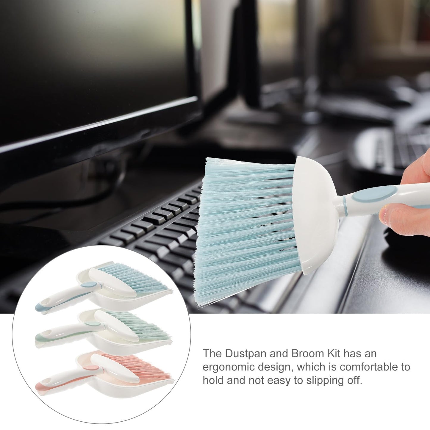 Beaupretty Mini Dustpan and Brush Set 3pcs, Lightweight Plastic Household Desktop Broom and Dustpan Kit for Daily Cleaning, Portable Multi-Function Whisk Broom for Home and Office Use