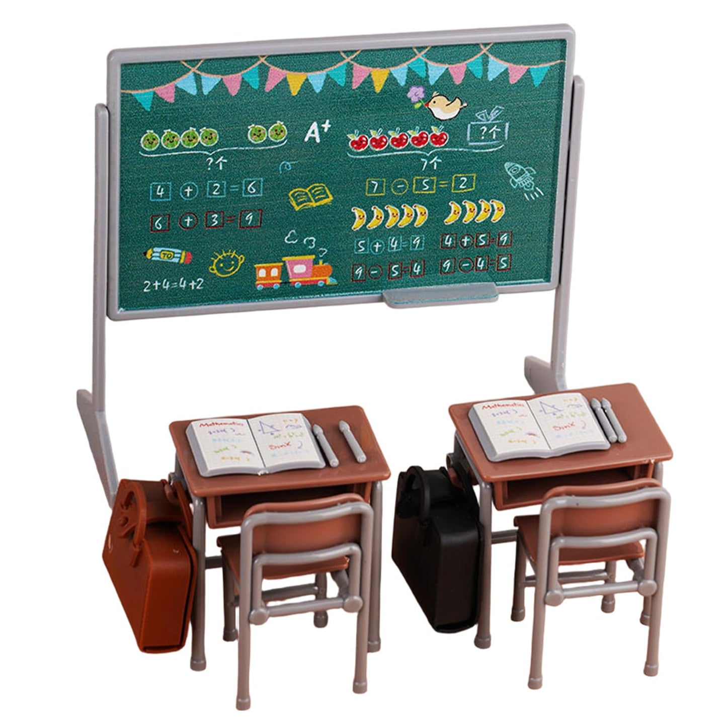 TOYANDONA 13pcs Miniature School Supplies - Doll School Supplies Mini Dollhouse Accessories Include Desk Chair Set Doll Schoolbag Blackboard Book for Miniature Classroom Furniture